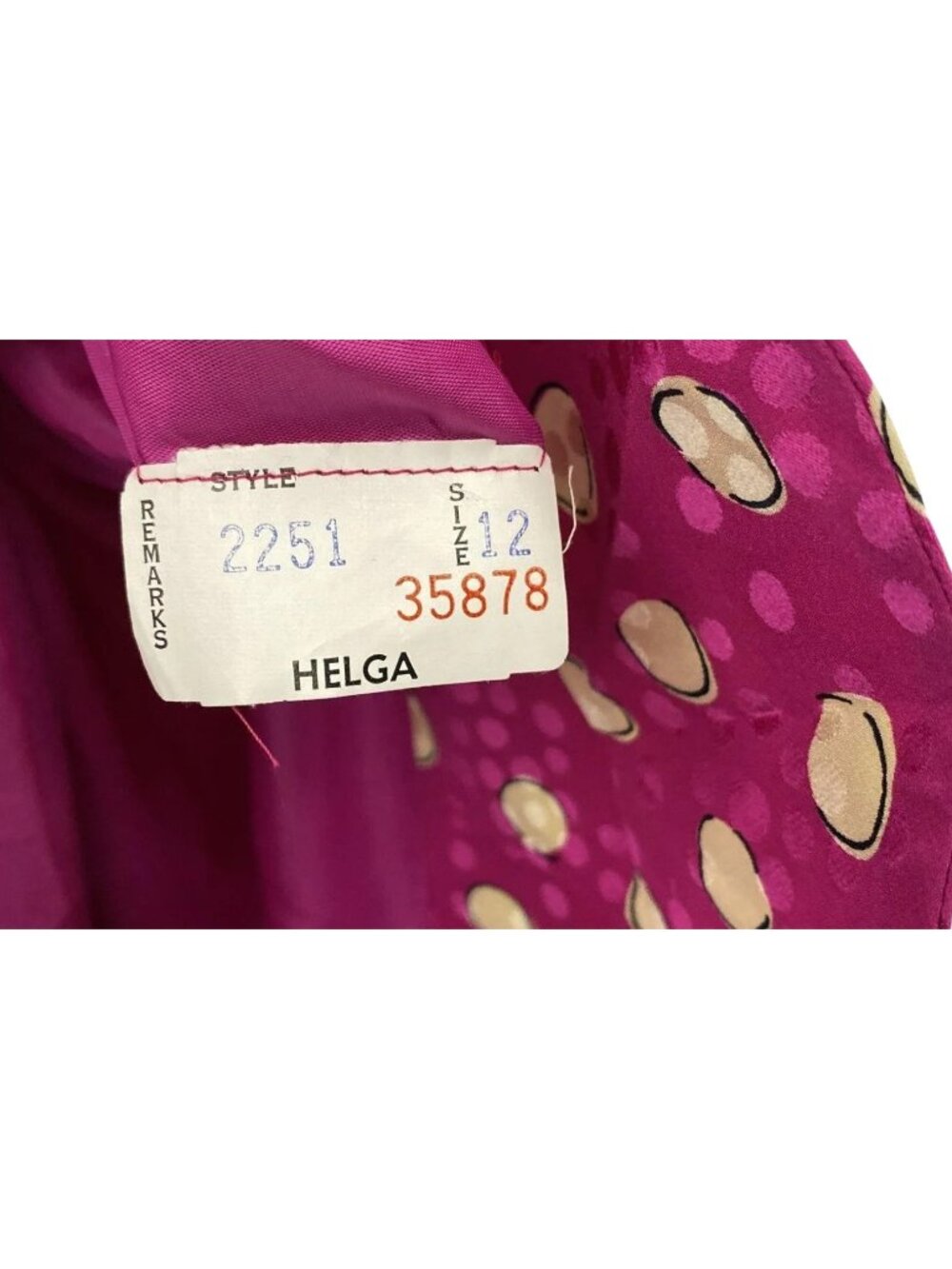 Vintage Helga for I. Magnin Fuchsia Polka Dot Ruffle Midi Dress Size 12 - Picture 5 of 6